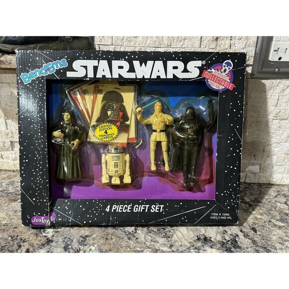 Vintage STAR WARS BEND-EMS 4 PIECE GIFT SET 4 Collector Cards JusToys 1993‎ - Picture 1 of 5